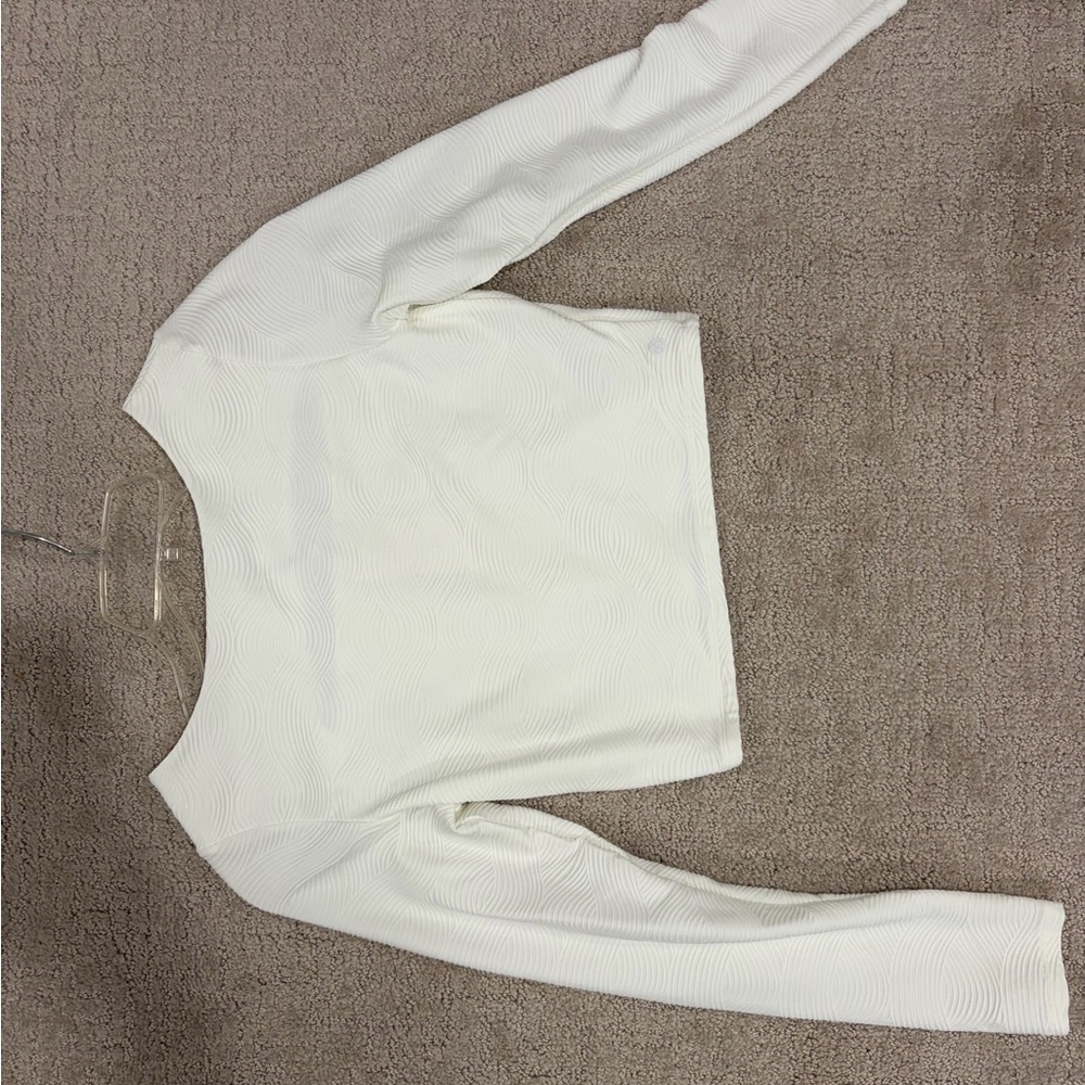 Alia Textured White Long Sleeve Swim Top